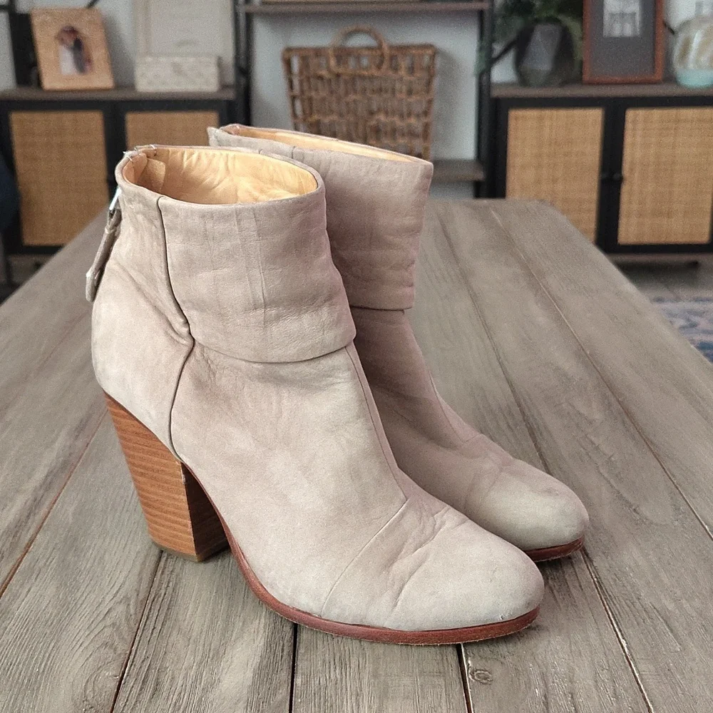 Rag & Bone Newbury Light Grey Leather Ankle Boots Size EU 39 $495